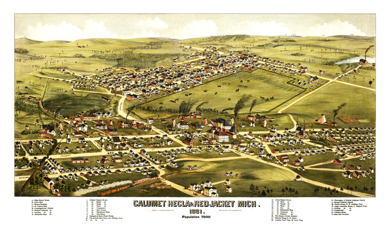 Size comparison using Vintage Map of Calumet, Hecla & Red Jacket, Michigan 1881