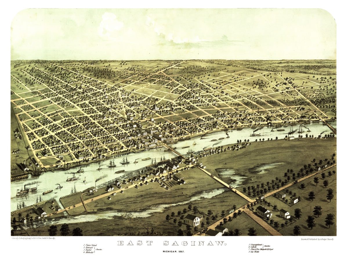 Preview of Vintage Map of Saginaw, Michigan 1867