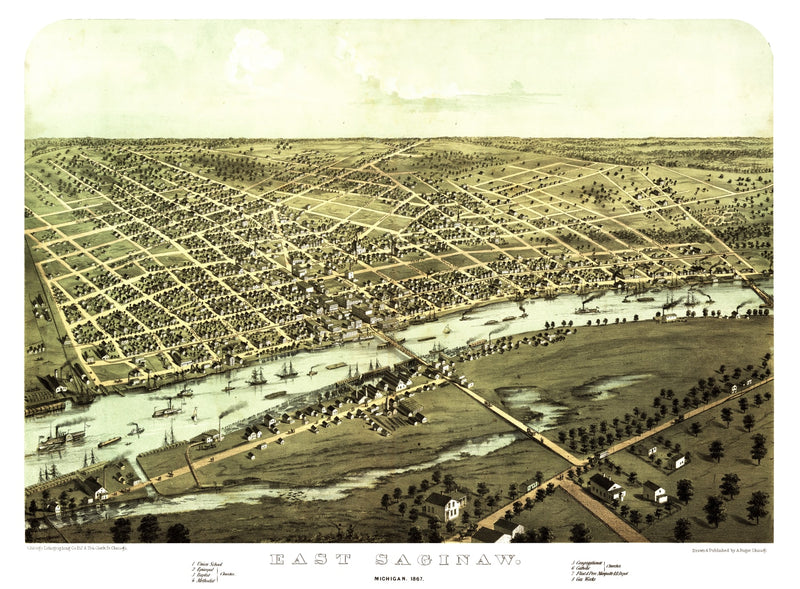 Size comparison using Vintage Map of Saginaw, Michigan 1867