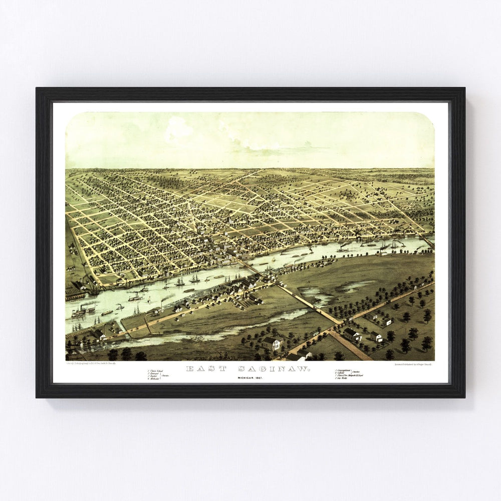 Saginaw Vintage Map 1867
