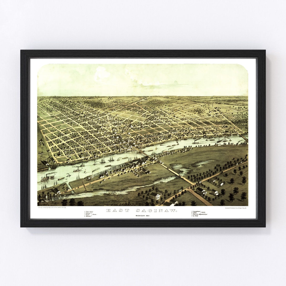 Saginaw Vintage Map 1867