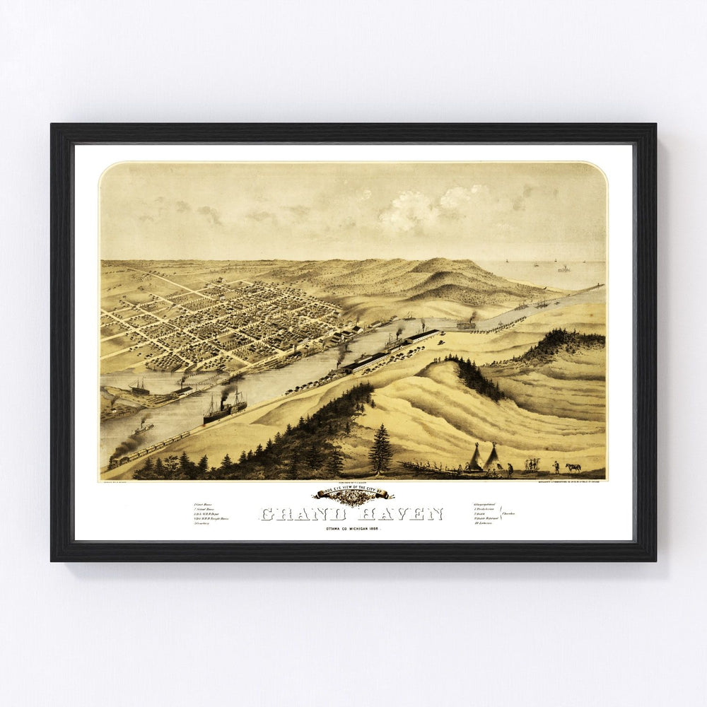 Grand Haven Vintage Map 1868