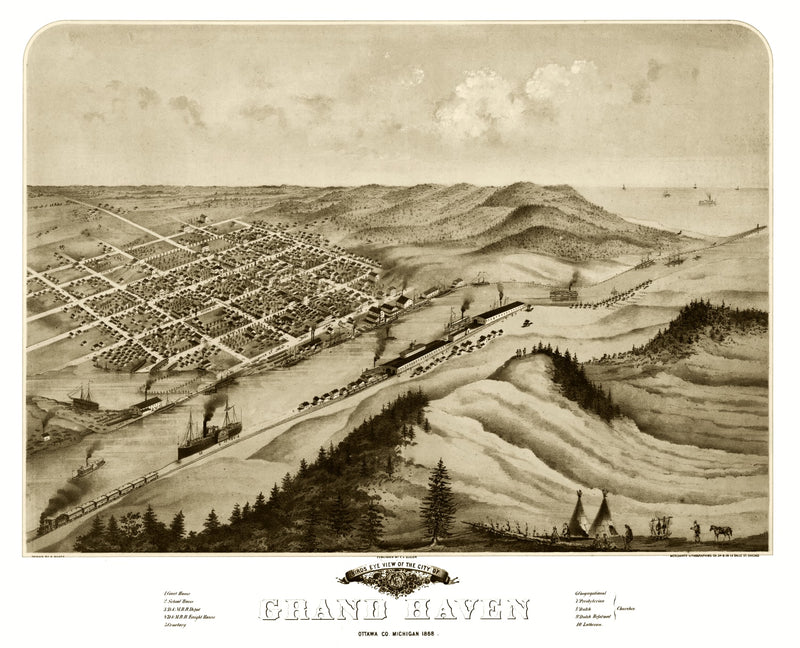 Size comparison using Vintage Map of Grand Haven, Michigan 1868
