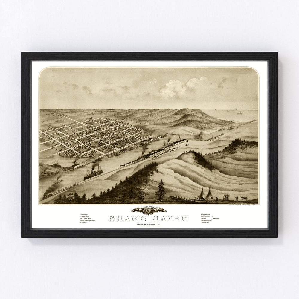 Grand Haven Vintage Map 1868