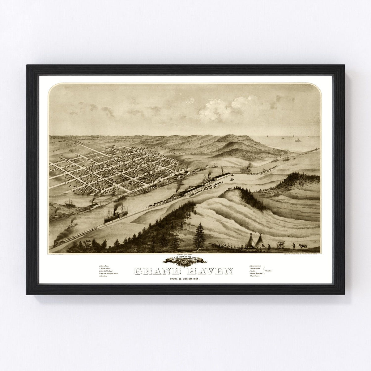 Grand Haven Vintage Map 1868