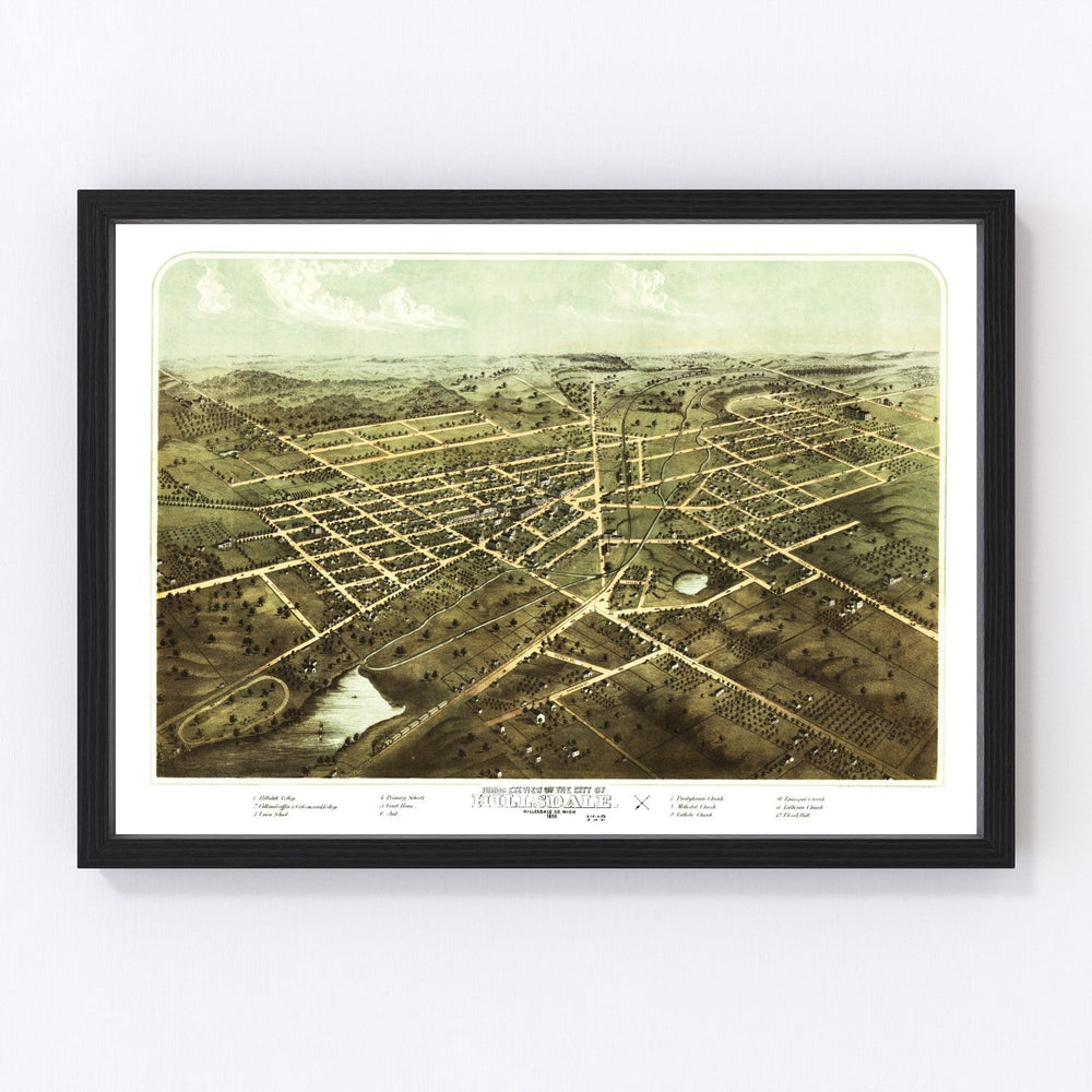 Hillsdale Vintage Map 1866