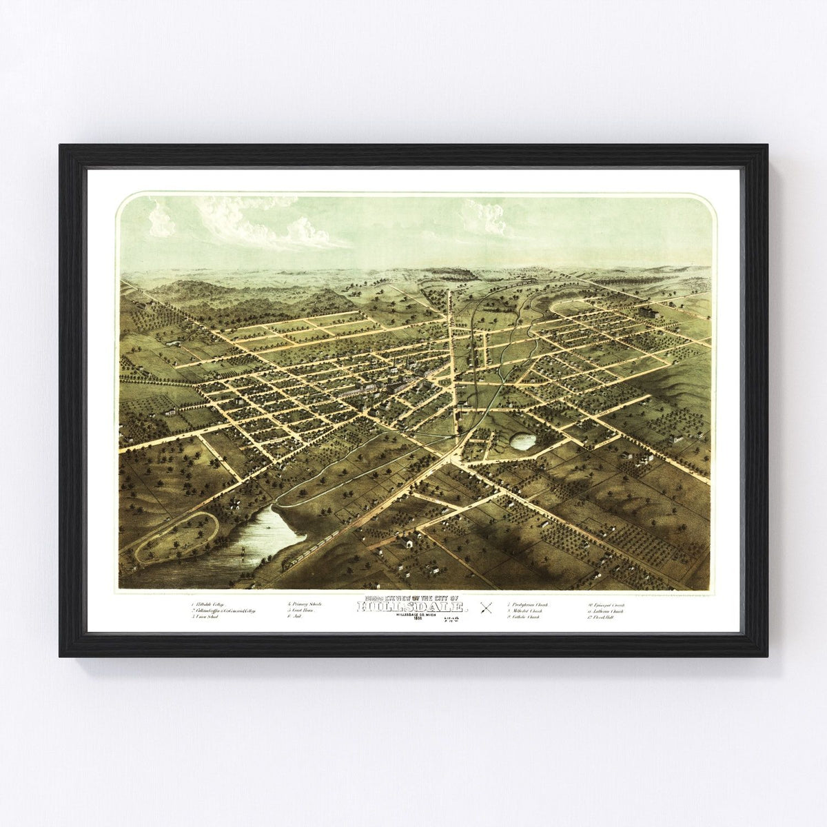 Hillsdale Vintage Map 1866
