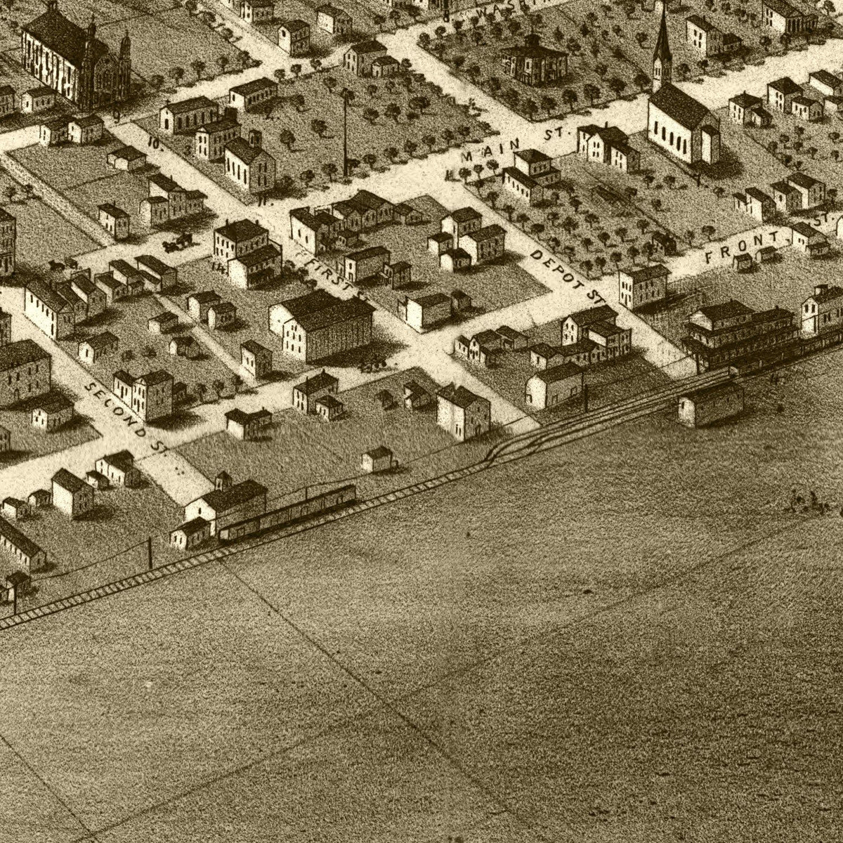 Restored historic details from the 1868 city map of Ionia, Michigan