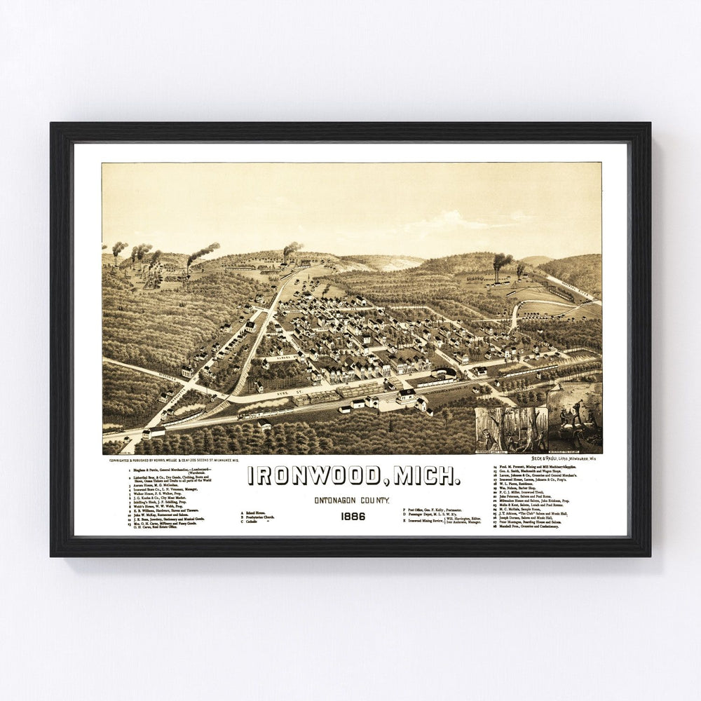 Ironwood Vintage Map 1886
