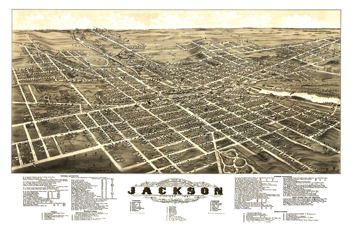 Preview of Vintage Map of Jackson, Michigan 1881