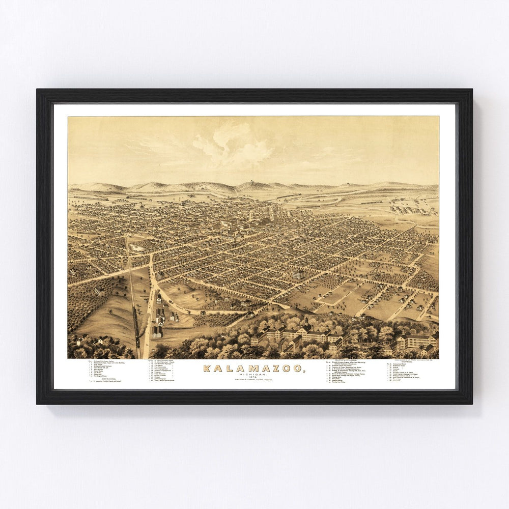 Kalamazoo Vintage Map 1874