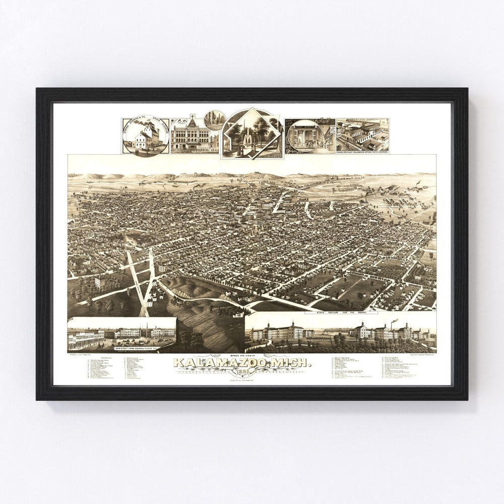 Kalamazoo Vintage Map 1883