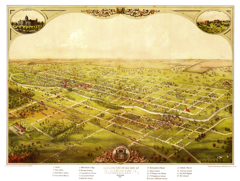 Size comparison using Vintage Map of Lansing, Michigan 1866