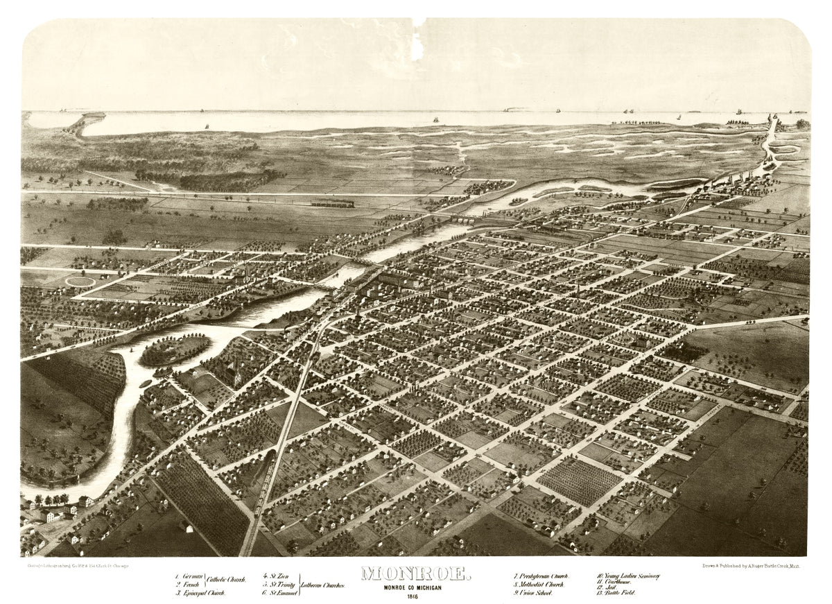 Preview of Vintage Map of Monroe, Michigan 1866