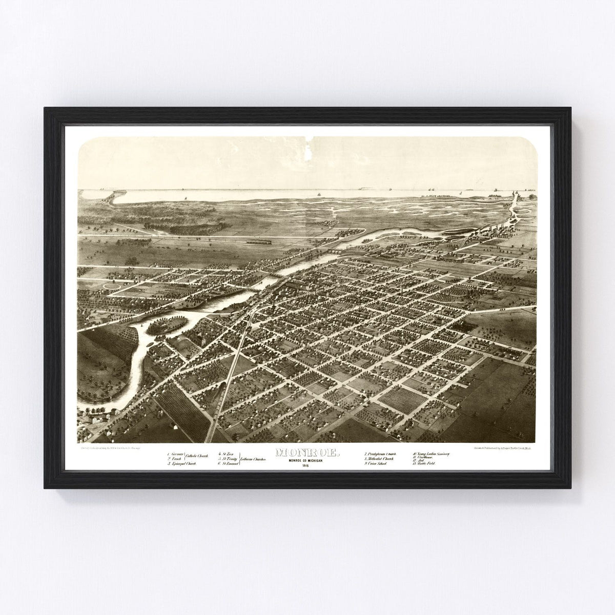 Monroe Vintage Map 1866