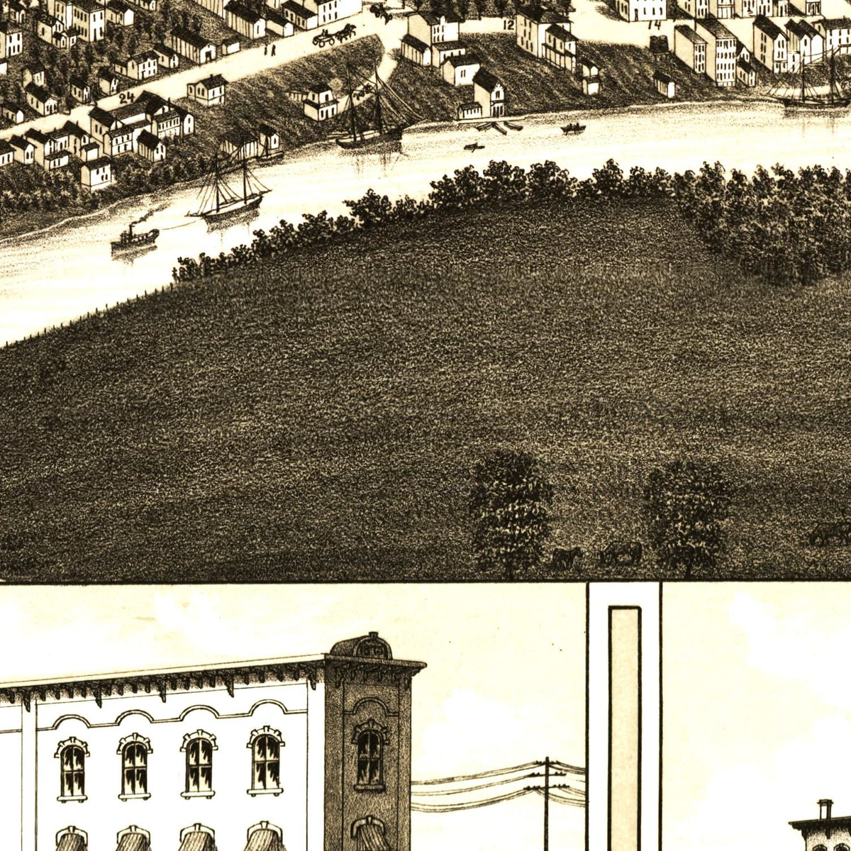 Restored historic details from the 1881 city map of Mt. Clemens, Michigan
