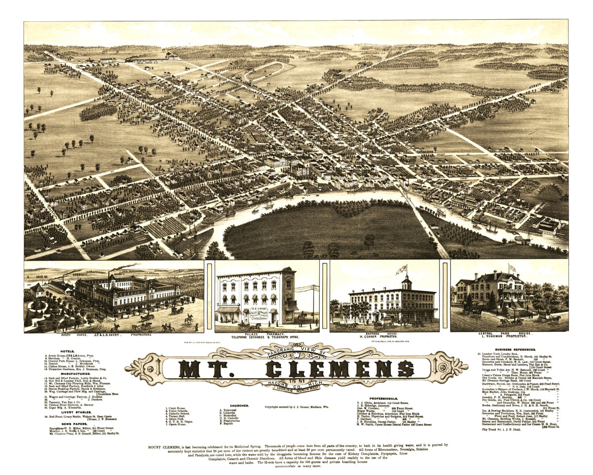 Preview of Vintage Map of Mt. Clemens, Michigan 1881