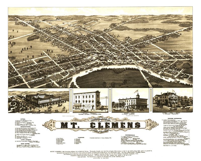 Size comparison using Vintage Map of Mt. Clemens, Michigan 1881