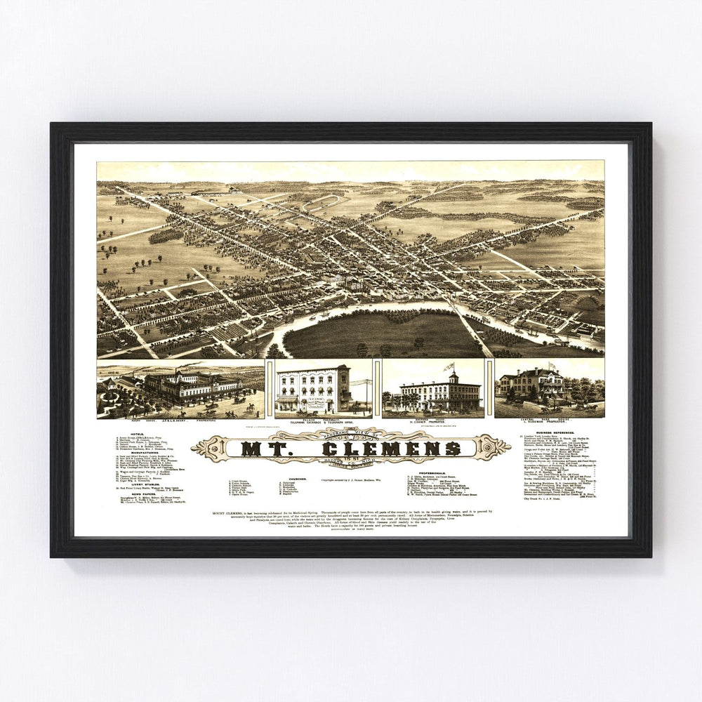 Mt. Clemens Vintage Map 1881