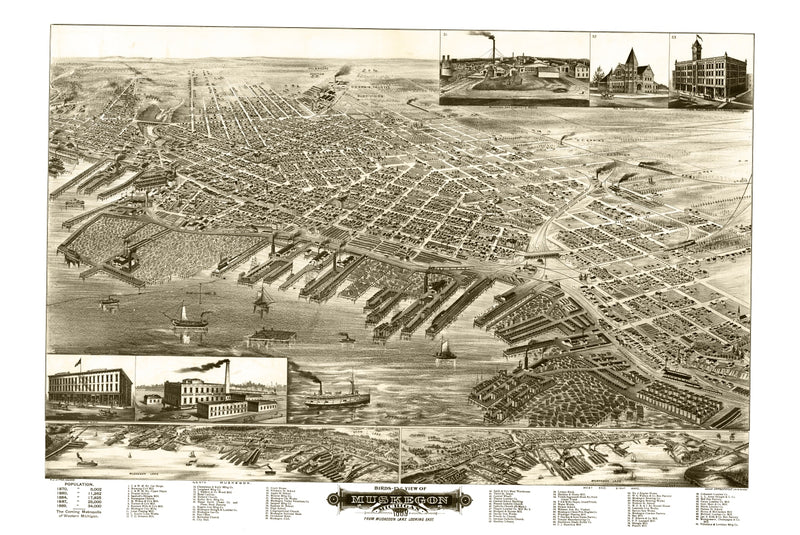 Size comparison using Vintage Map of Muskegon, Michigan 1889