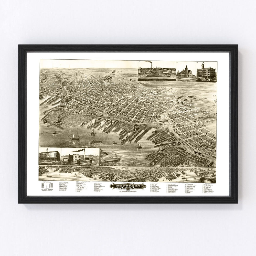 Muskegon Vintage Map 1889