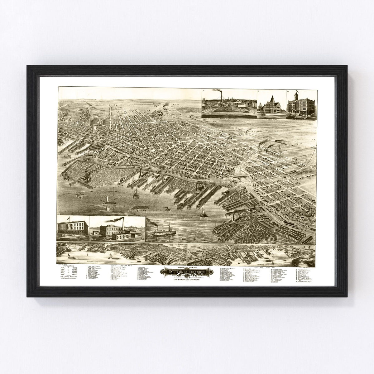 Muskegon Vintage Map 1889