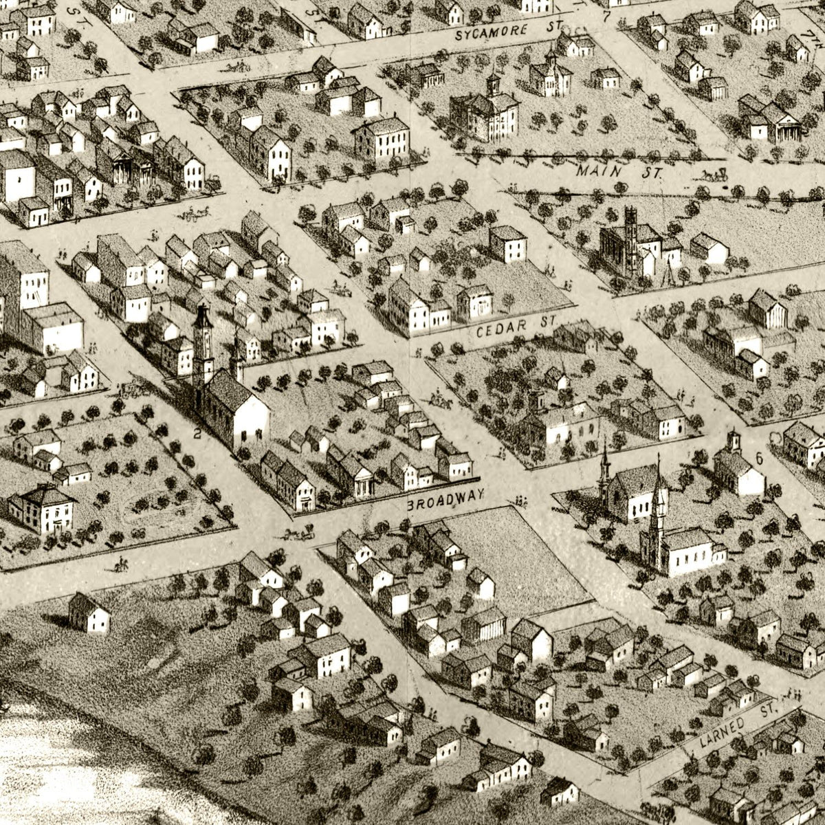 Restored historic details from the 1868 city map of Niles, Michigan