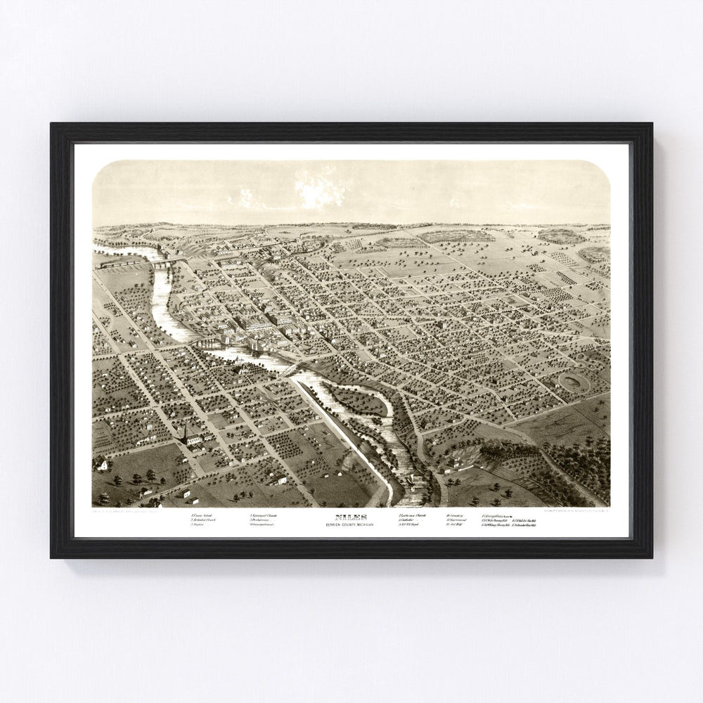 Niles Vintage Map 1868