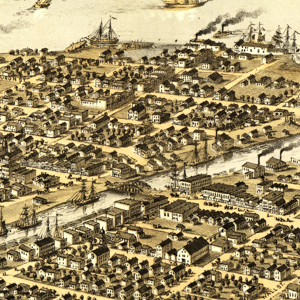 Restored historic details from the 1867 city map of Port Huron, Michigan