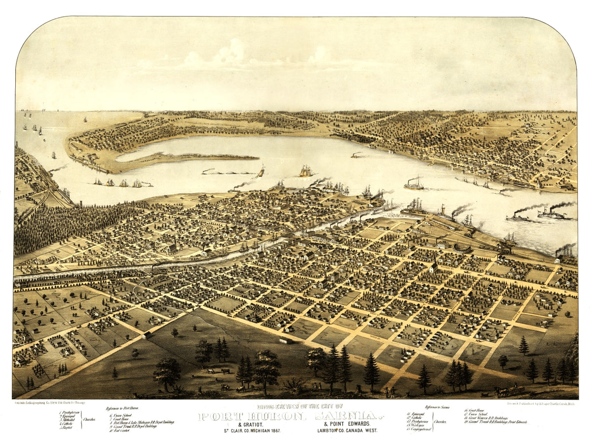 Preview of Vintage Map of Port Huron, Michigan 1867
