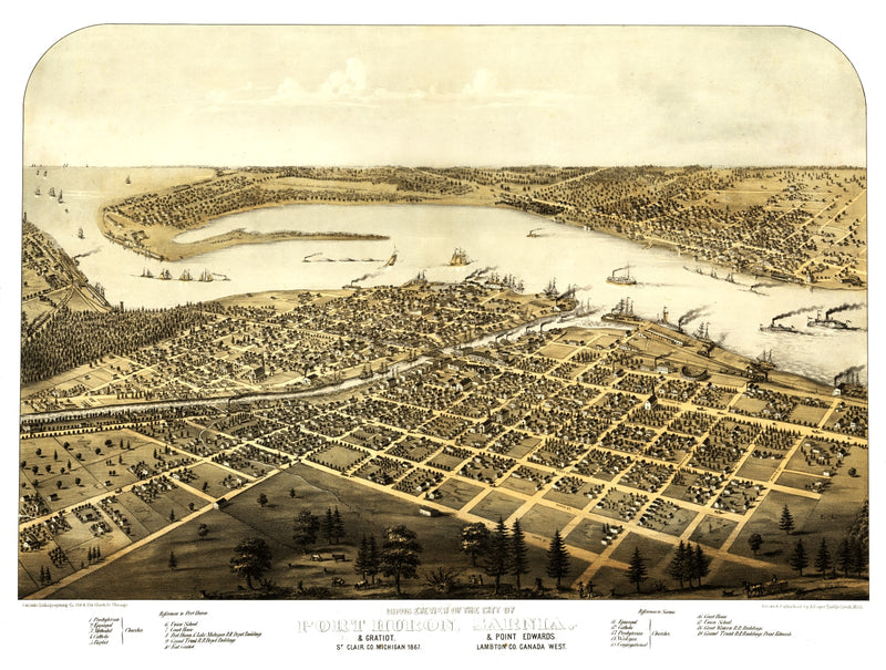 Size comparison using Vintage Map of Port Huron, Michigan 1867