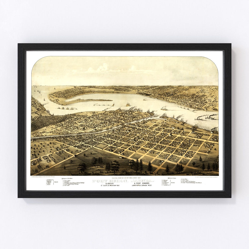 Port Huron Vintage Map 1867