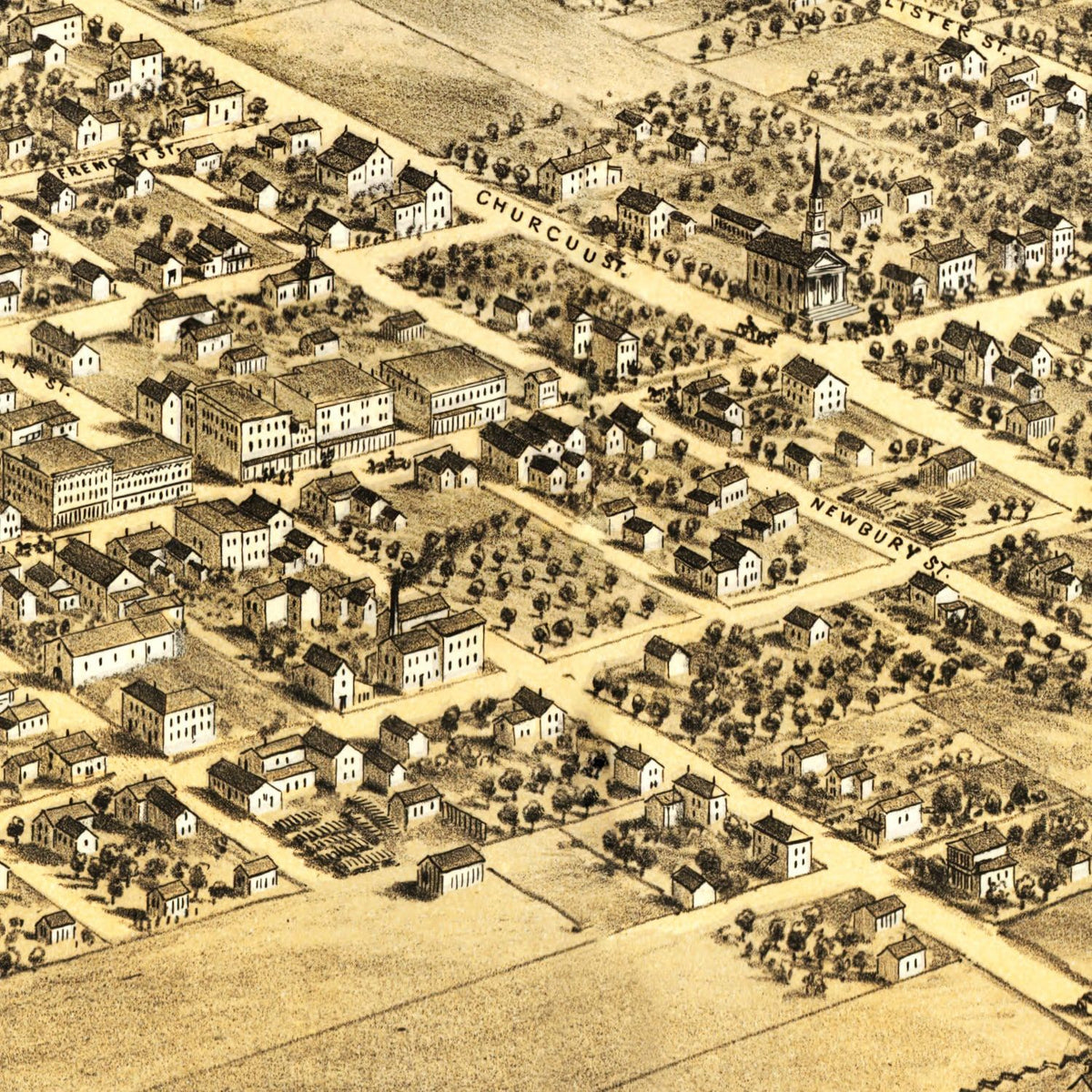 Restored historic details from the 1868 city map of Romeo, Michigan