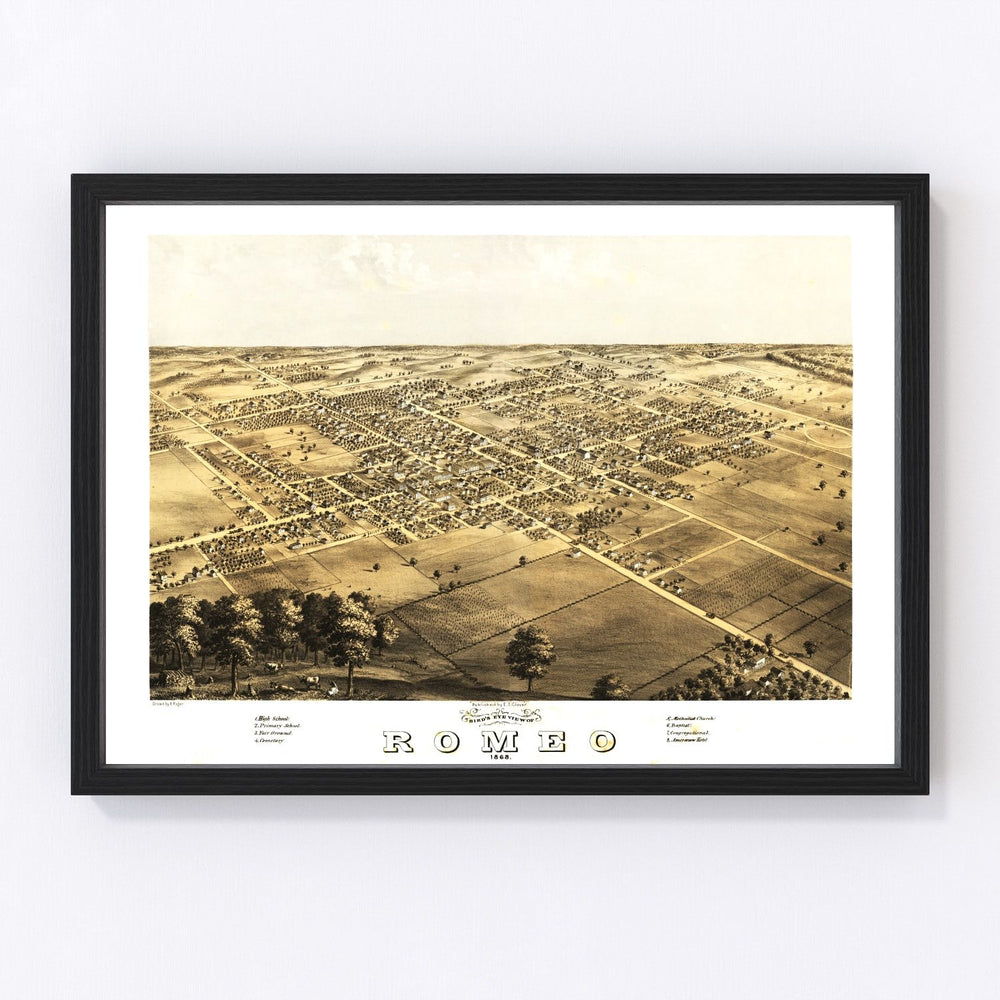 Romeo Vintage Map 1868