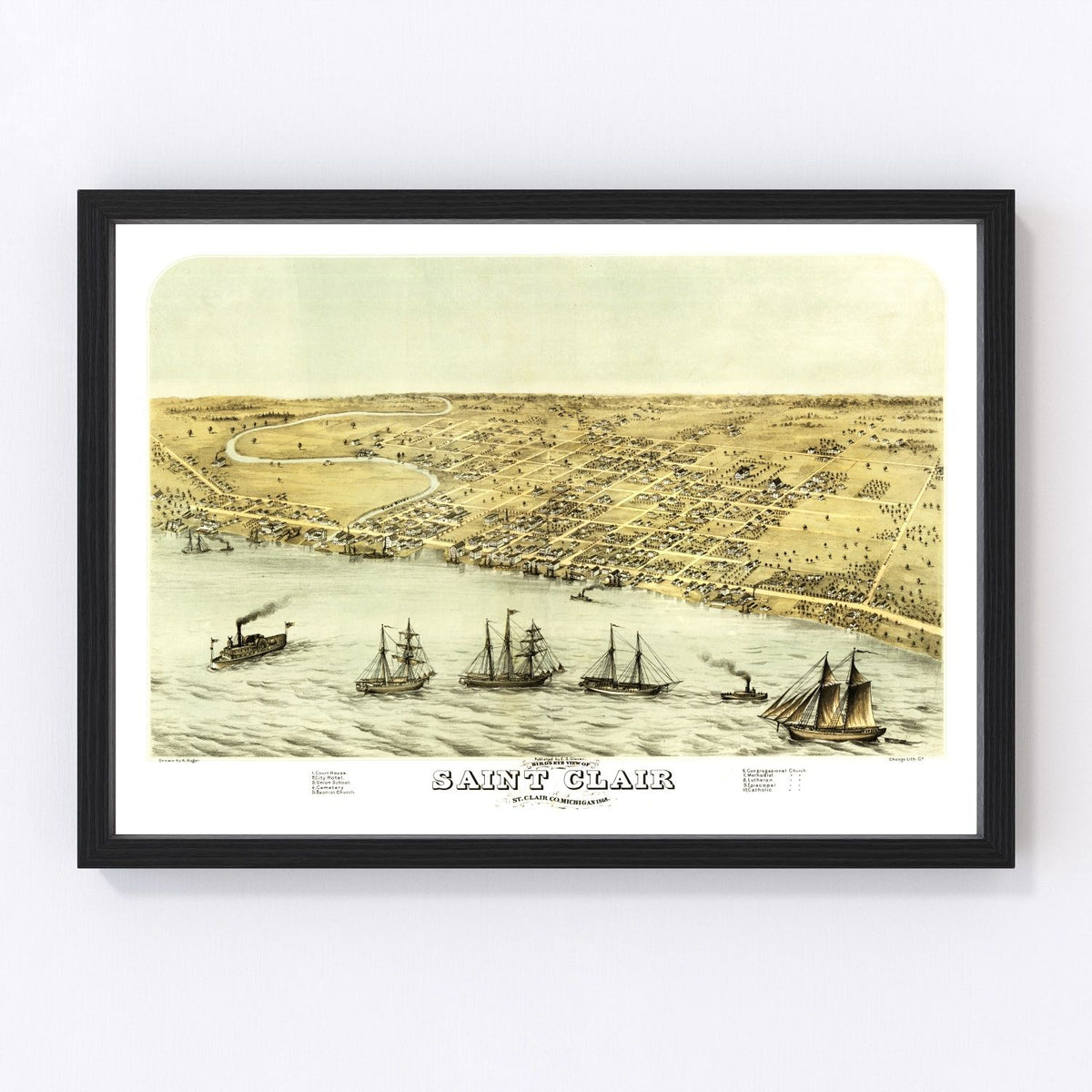 Saint Clair Vintage Map 1868