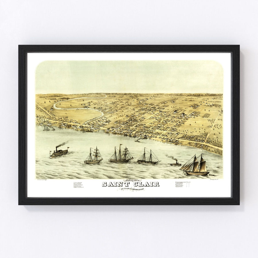 Saint Clair Vintage Map 1868