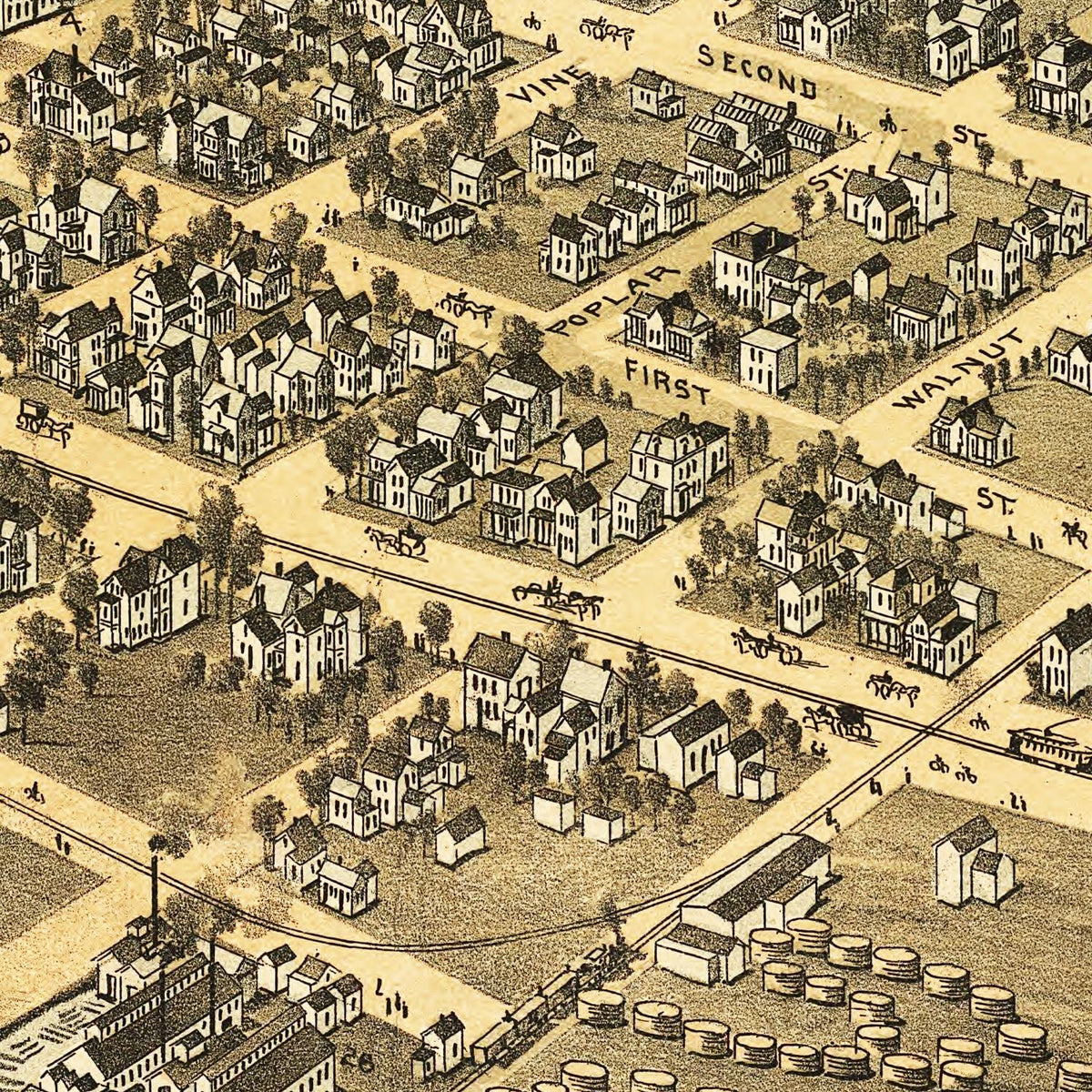 Restored historic details from the 1896 city map of Wyandotte, Michigan