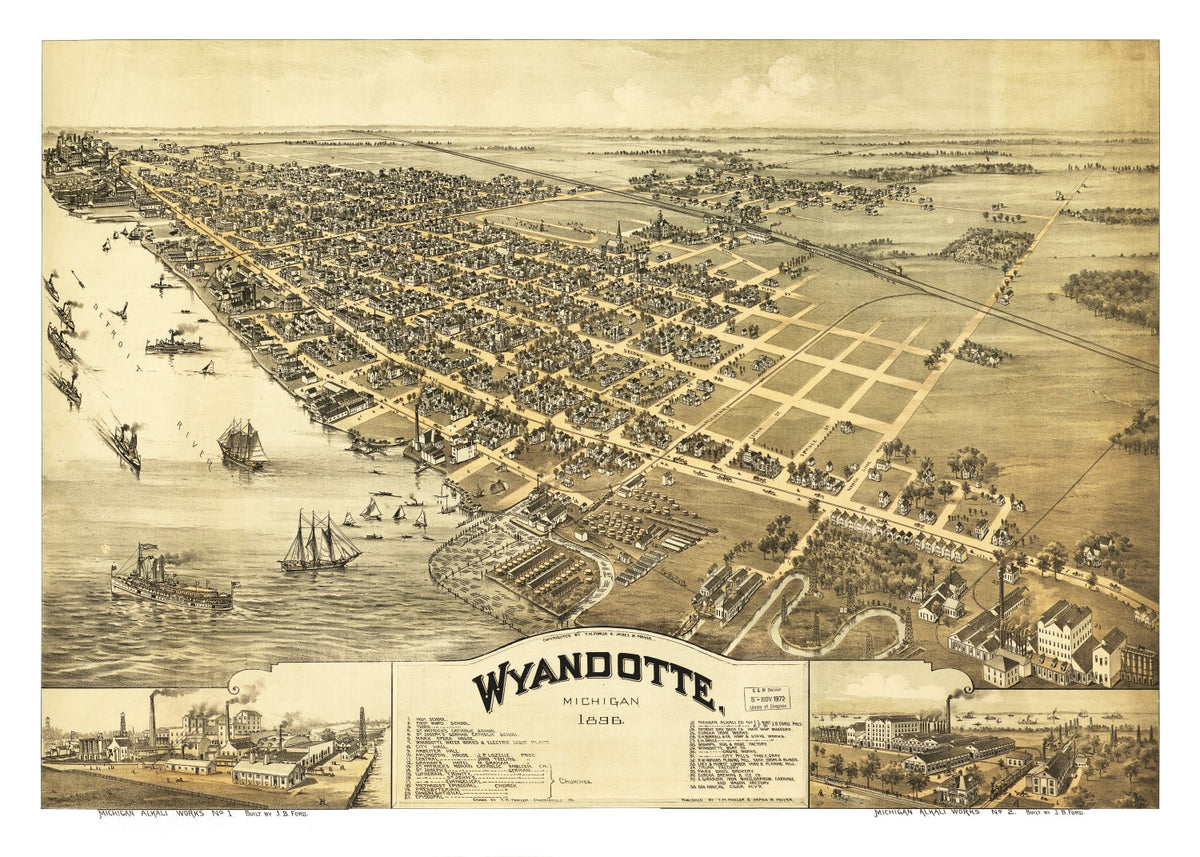 Preview of Vintage Map of Wyandotte, Michigan 1896