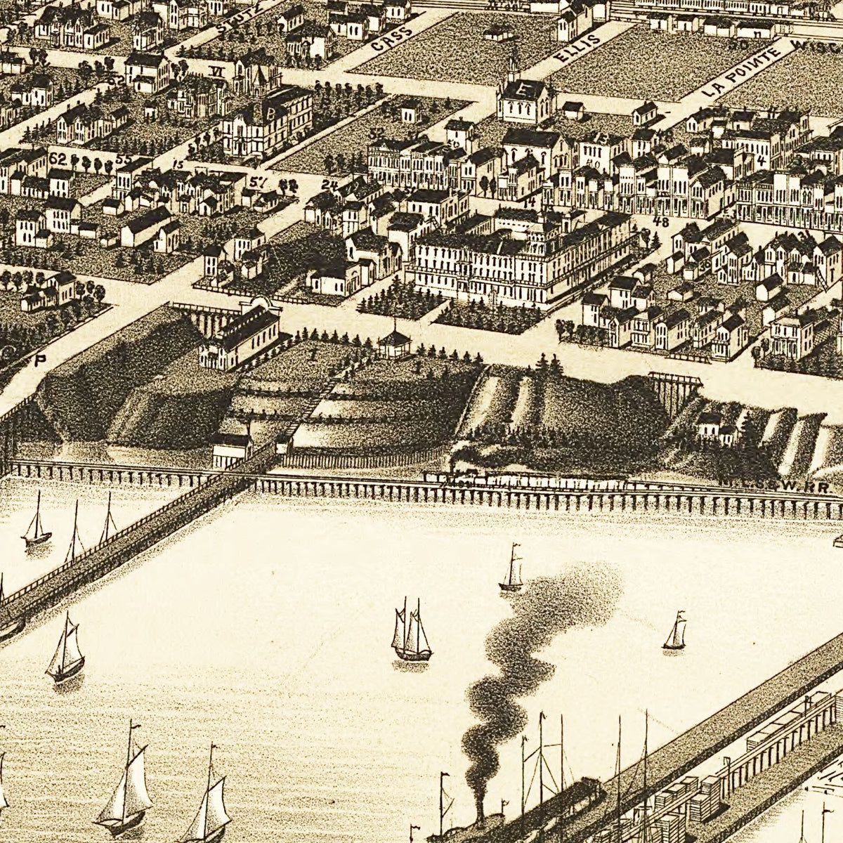 Restored historic details from the 1886 city map of Ashland, Wisconsin