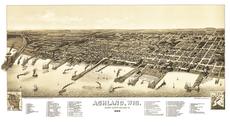 Size comparison using Vintage Map of Ashland, Wisconsin 1886