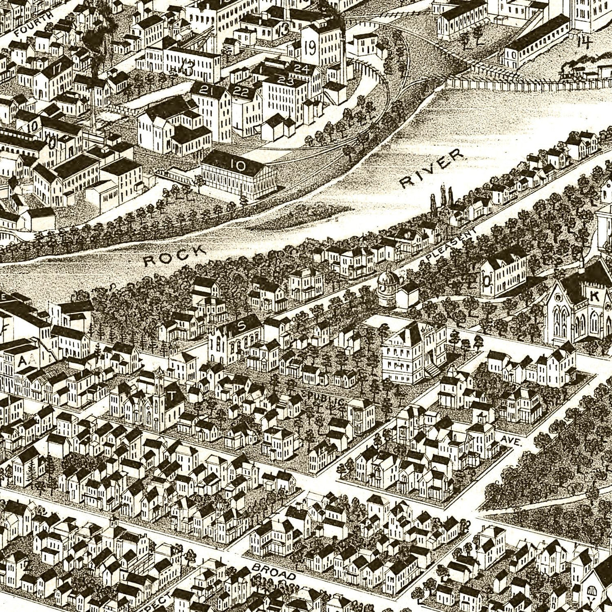 Restored historic details from the 1890 city map of Beloit, Wisconsin