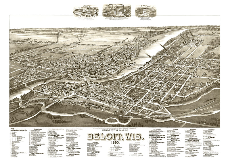 Size comparison using Vintage Map of Beloit, Wisconsin 1890