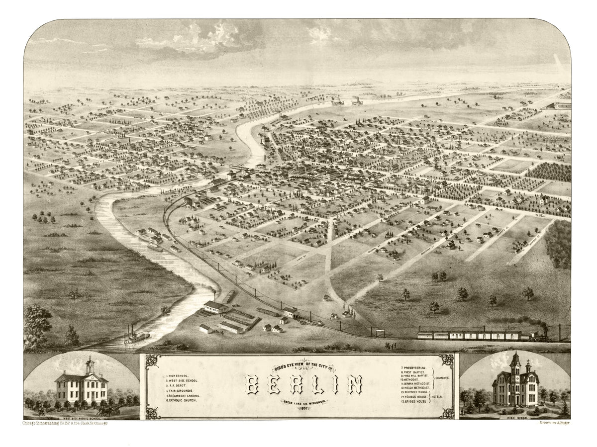 Preview of Vintage Map of Berlin, Wisconsin 1867