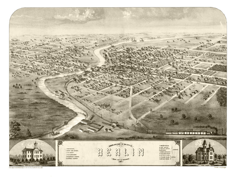 Size comparison using Vintage Map of Berlin, Wisconsin 1867