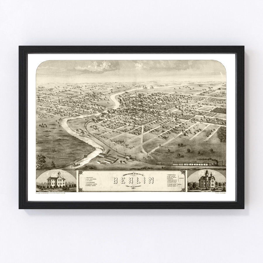 Vintage Map of Berlin, Wisconsin 1867