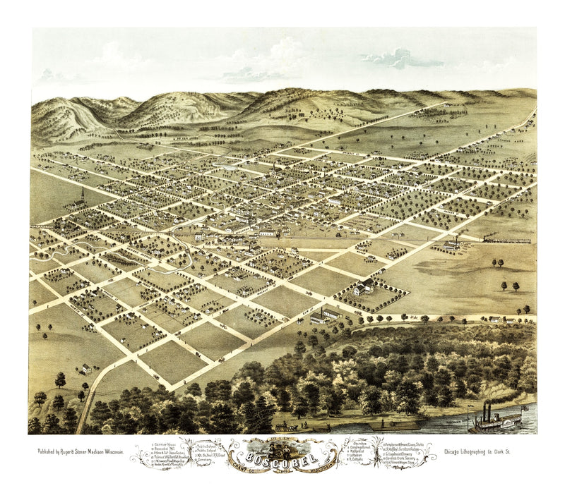 Size comparison using Vintage Map of Boscobel, Wisconsin 1869