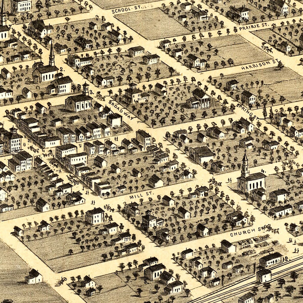 Restored historic details from the 1868 city map of Columbus, Wisconsin
