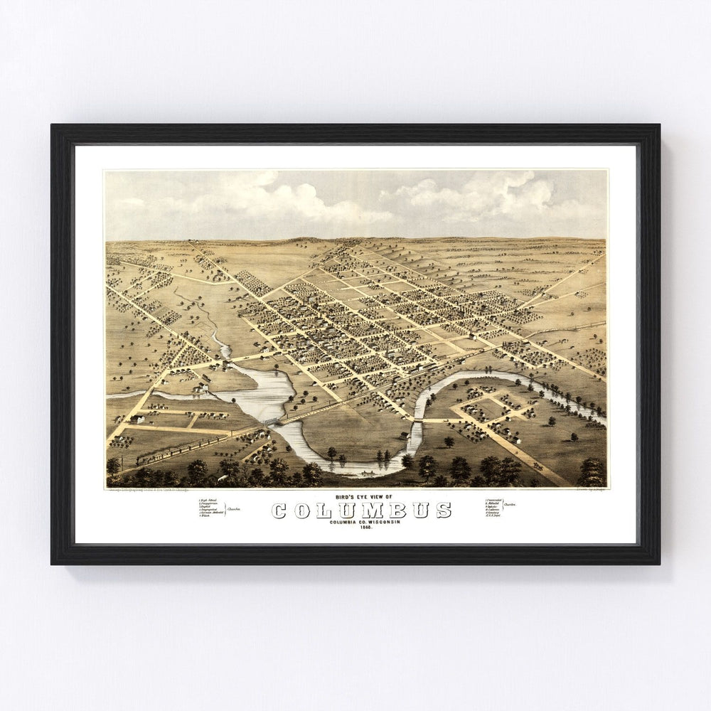 Columbus Vintage Map 1868