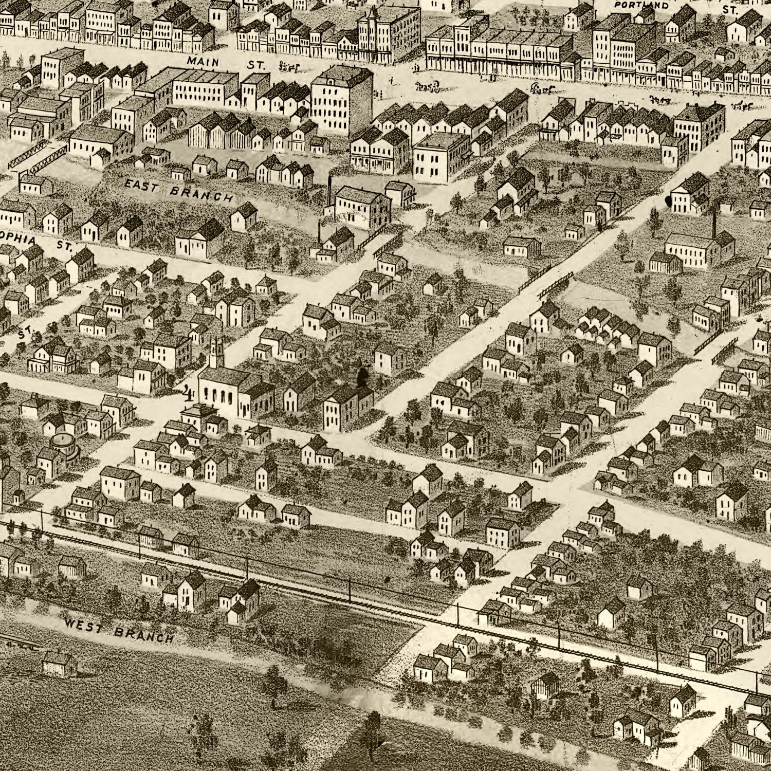 Restored historic details from the 1867 city map of Fond du Lac, Wisconsin