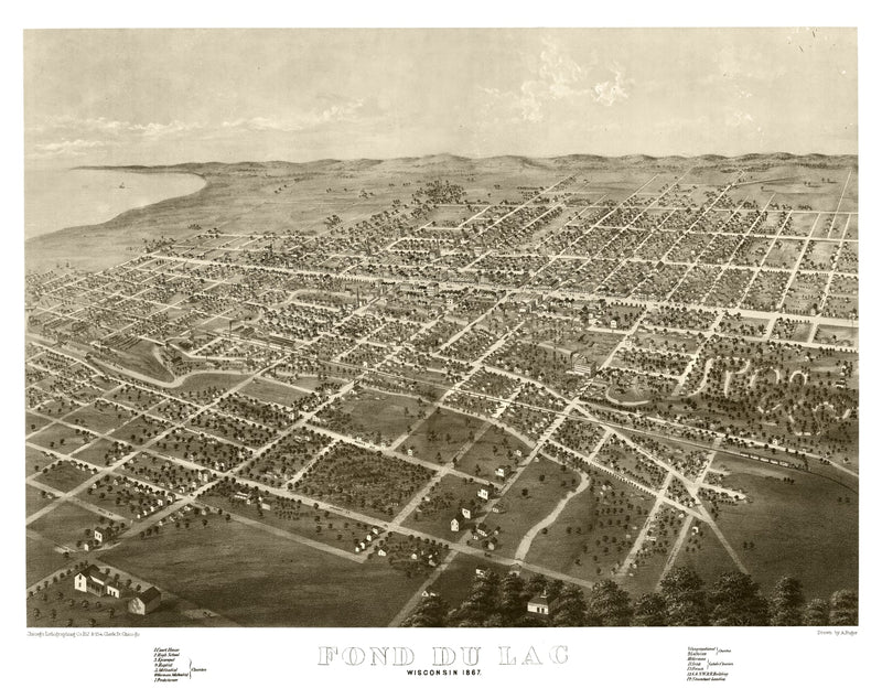 Size comparison using Vintage Map of Fond du Lac, Wisconsin 1867